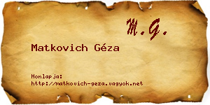 Matkovich Géza névjegykártya