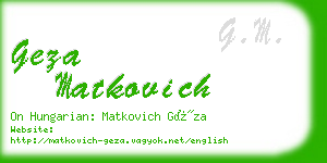 geza matkovich business card